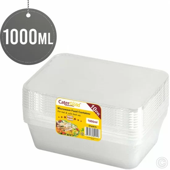 10pk 1000CC Plastic Food Container