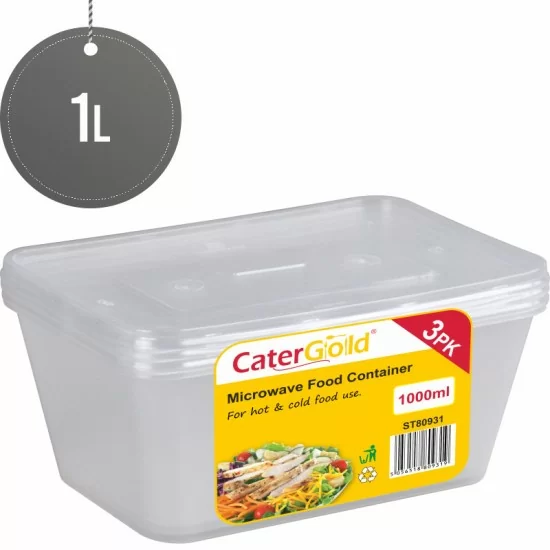 PLASTIC FOOD CONTAINER 1000CC X3