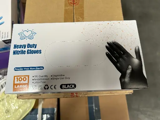 [BIRIMIN2] HEAVY DUTY BLACK GLOVES (LARGE) NITRILE X100