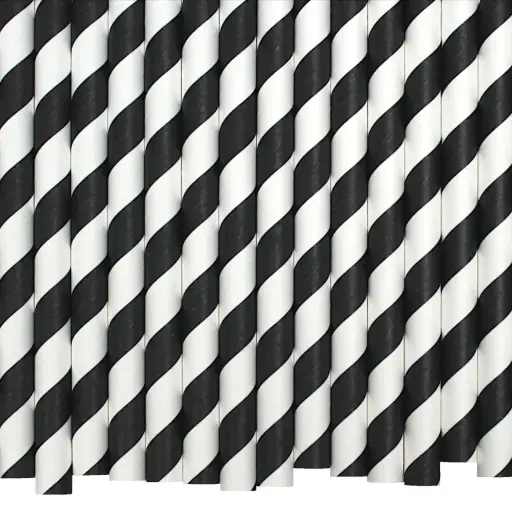 [BP020] PAPER STRAWS X200 (BLACK & WHITE)