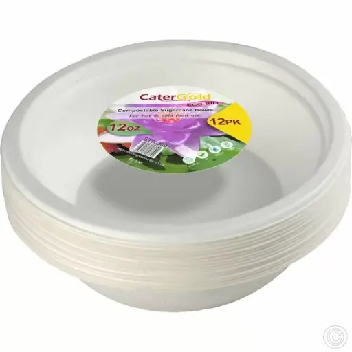 [ST80369] COMPOSTABLE SUGARCANE PLATES 12OZ X12PK