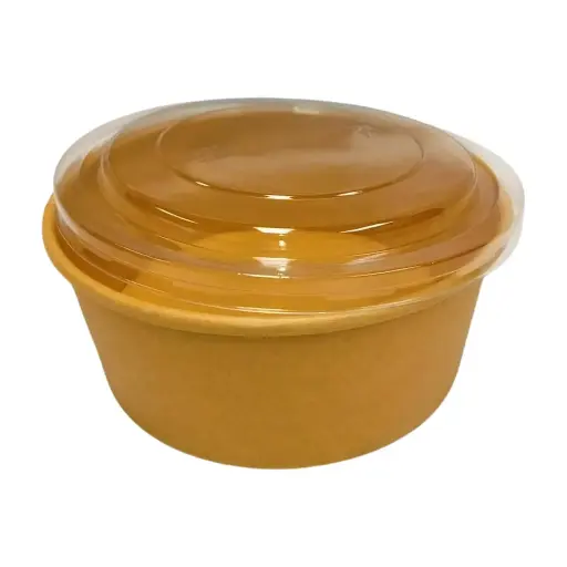 [BP888] BROWN CIRCLE BOWLS + LIDS 1300ML X50