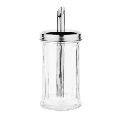 [CPSP0309] CLEAR PLASTIC SUGAR POURER WITH STAINLESS S