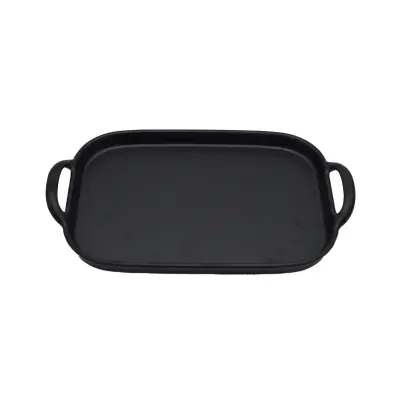 [117624] MELAMINE BLACK SERVING TRAY W/2 HANDLES 36cm